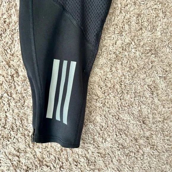 Adidas I Black AEROREADY Running Leggings I Size L I Cropped Mesh Zip Pockets - Picture 8 of 10